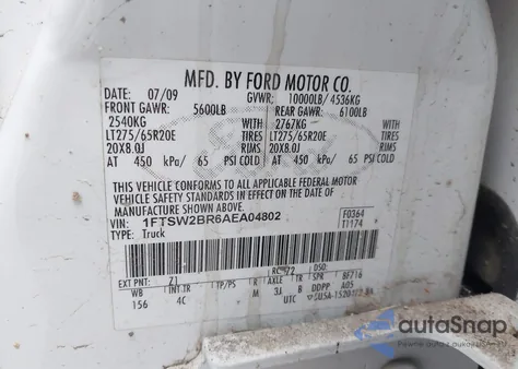 2010 Ford F-250 Cabela's/Harley-Davidson/King Ranch/Lariat/Xl/Xlt из США, поврежденный, VIN 1FTSW2BR6AEA04802